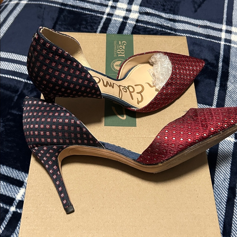 Sam Edelman Red Textured Heels size 8 - Picture 2 of 6
